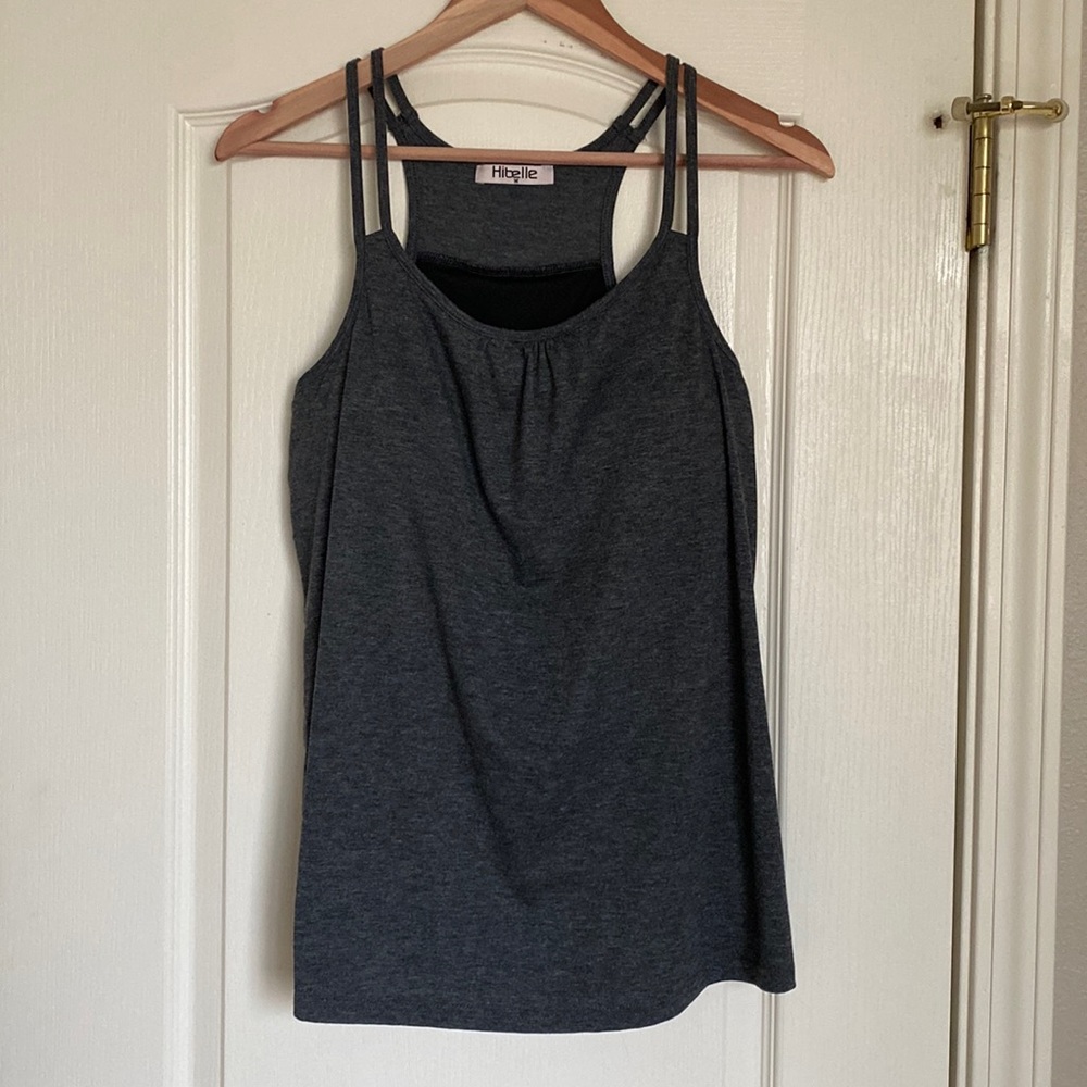 Hibelle Women's Medium Workout Yoga Racerback Tank Top with Built in Shelf Bra